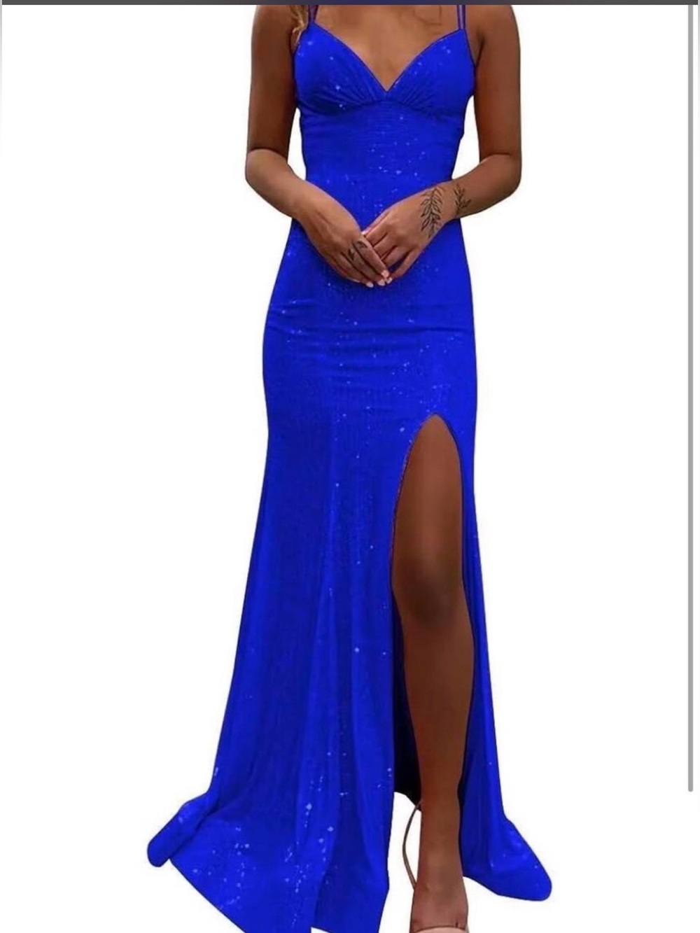 Elegant Royal Blue Spaghetti-Strap dress